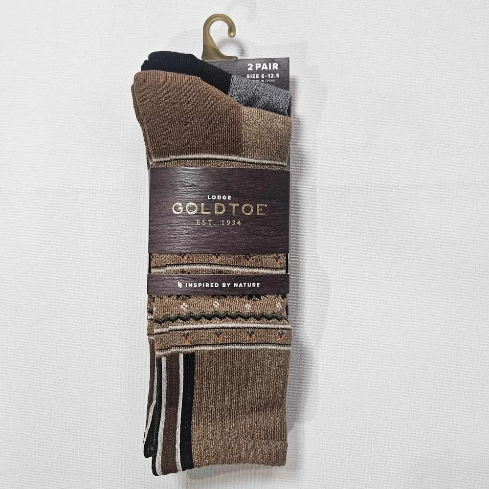 Goldtoe Socks Mens Winter Dress Socks OSFM 2 Pairs Moisture Wicking Arch Support